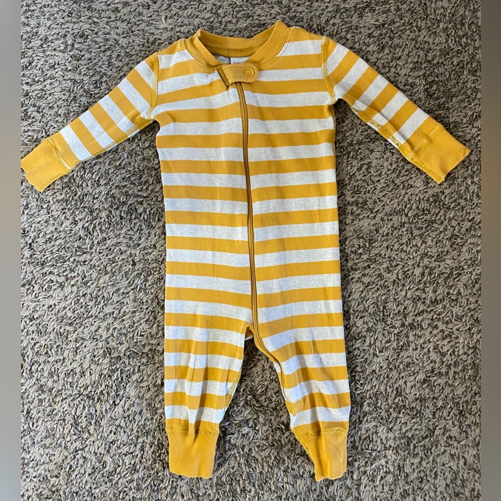 Hanna Andersson Yellow Striped Zip One-Piece Footie